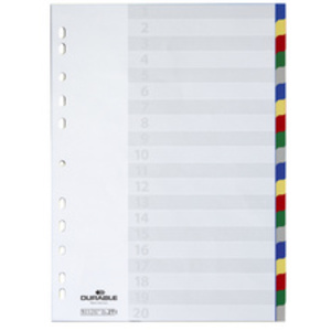 DURABLE Intercalaires en plastique, A4, PP, 20 touches