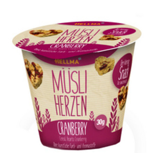 HELLMA Céréales en coeur Canneberge, dans un gobelet