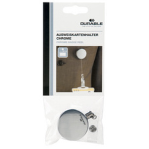 DURABLE Porte-badge chromé, argent-métallique