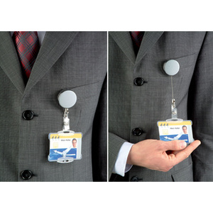 DURABLE Porte-badge chromé, argent-métallique