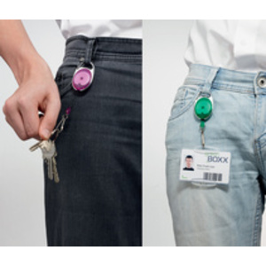 DURABLE Porte-badge avec enrouleur, oval, jaune/transparent