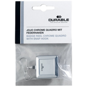 DURABLE porte-badge CHROME QUADRO, avec enrouleur, argent